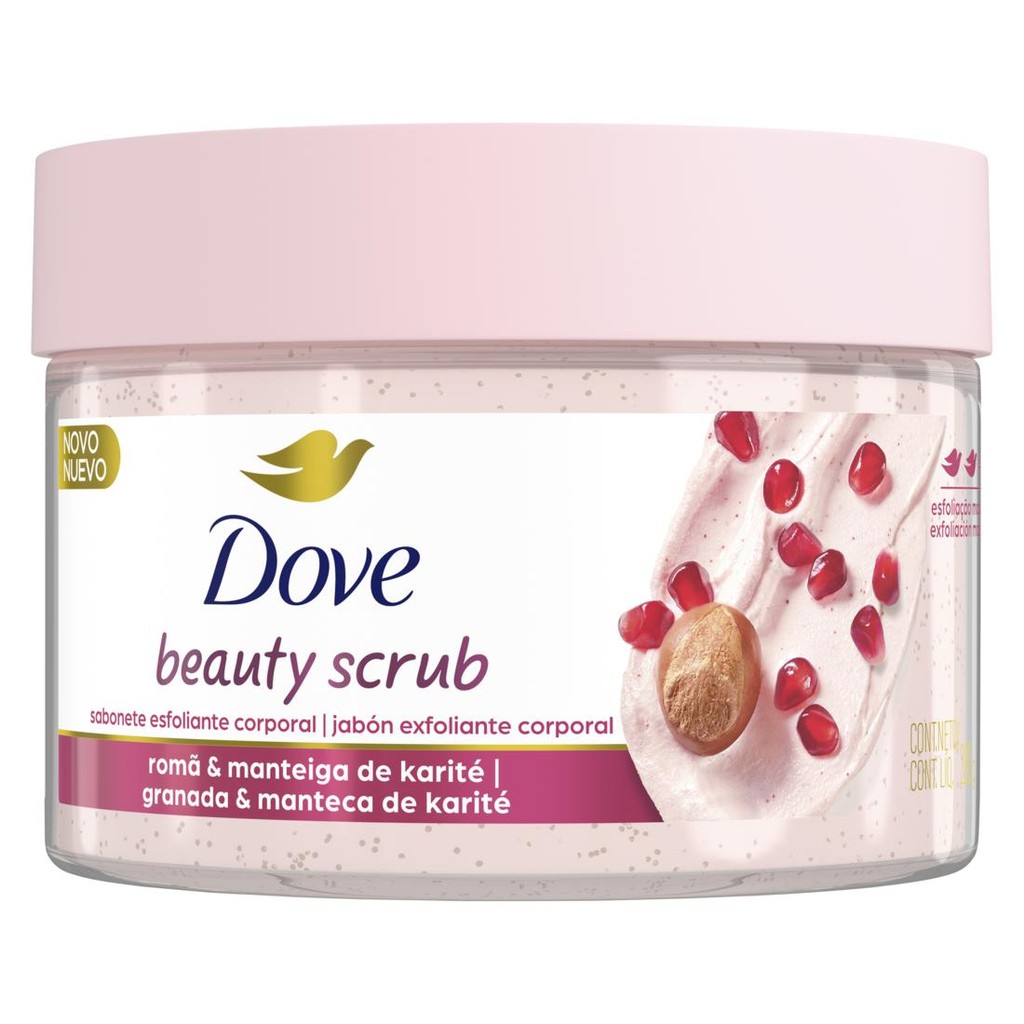 Sabonete Esfoliante Romã & Manteiga de Karité Dove Beauty Scrub Pote 280g em Oferta na Shopee