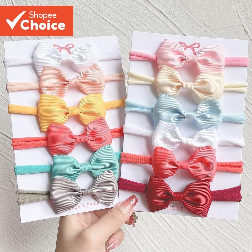 Conjunto De 6 Peças De Tiaras Para Bebês – Faixas De Cabelo Com Laço De Nylon Macio Meninas Recém-Nascidas E Pequenas