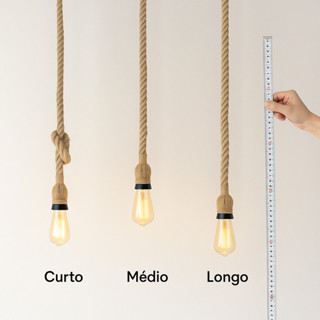 KIT Pendente de Corda 1 Metro Retro Vintage Rustico Decorativo E27 em Oferta na Shopee