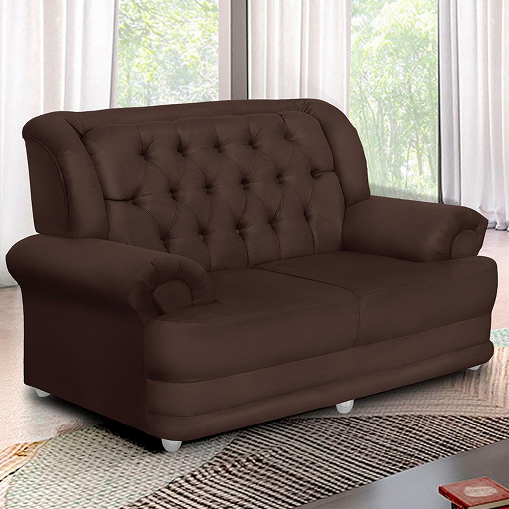 Sofá 1,50m 2 Lugares Suede Finlândia Marrom Café