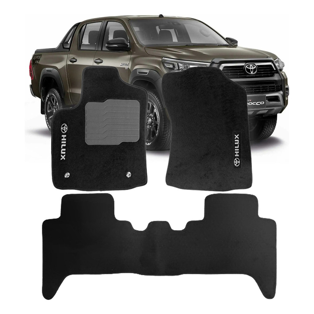 TAPETE CARPETE HILUX SRV 16/... PINADO (JOGO 3 PEÇAS) em Oferta na Shopee