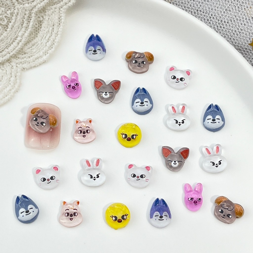 Kpop Ídolo Stray Crianças 50 Peças De Resina De Manicure Mista Mini Série Desenhos Animados Animais Strass DIY Artesanat em Oferta na Shopee