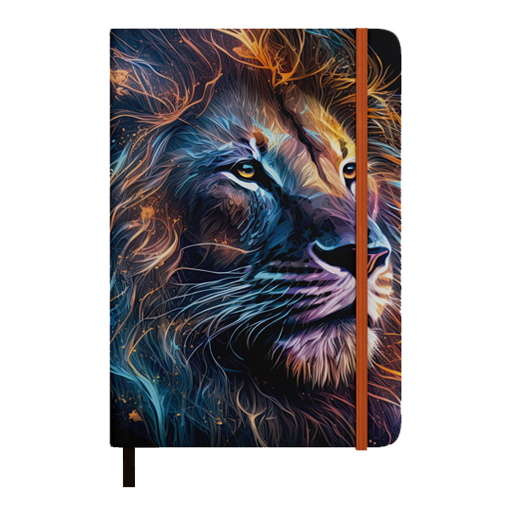 Caderno Moleskine | Com Pauta | Capa Leão Colorido em Oferta na Shopee