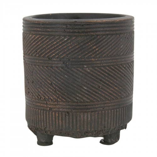 Vaso Cachepo Importado de Cimento Cerâmica Decorativo para Plantas - Nola Marrom Brilho 7x8cm
