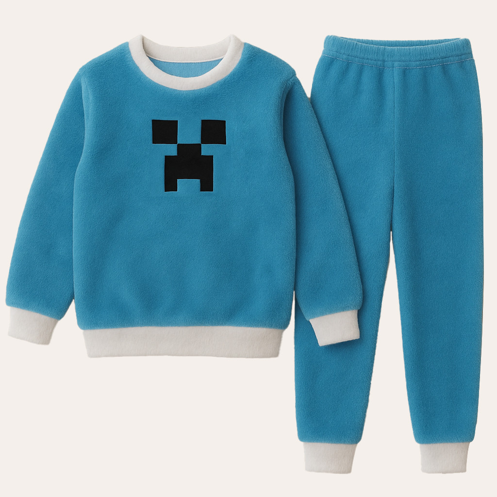Conjunto Mine Infantil Inverno Plush Quentinho – Casaco e Calça de Pelúcia Para Menino