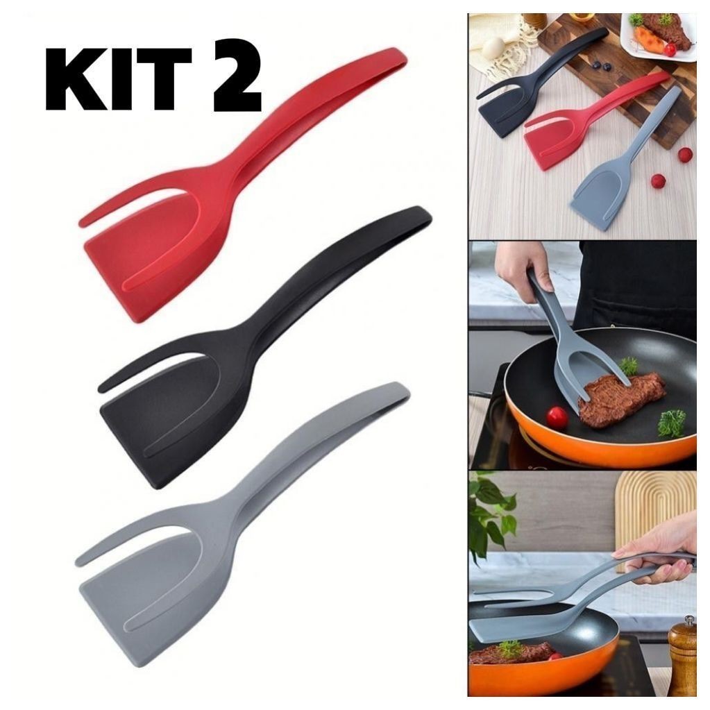Kit com 2 Espátulas de Cozinha 2 em 1 – Antiaderentes e Multiuso WL-2467