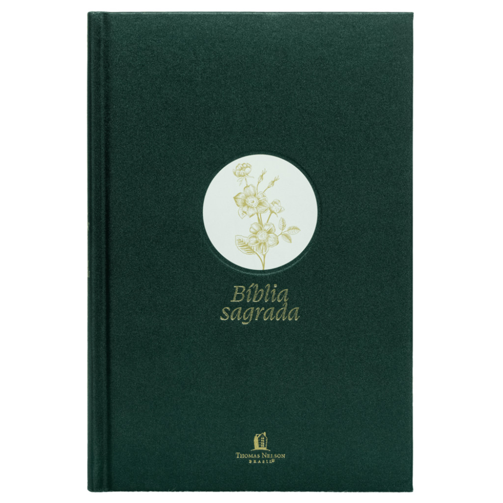 Bíblia Slim NVI, Letra Grande, Tecido verde sobre capa dura, Flor minimalista: Bíblia NVI Compacta