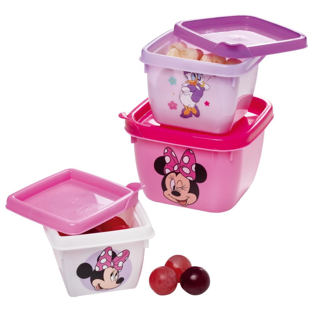 Kit 3 Potes Minnie Lancheira Passeio Disney Plasútil em Oferta na Shopee