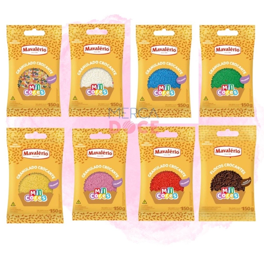 Granulado Crocante Mavalério 120g Diversas Cores  Para Bolos Doces Confeitaria Festas Profissional! em Oferta na Shopee