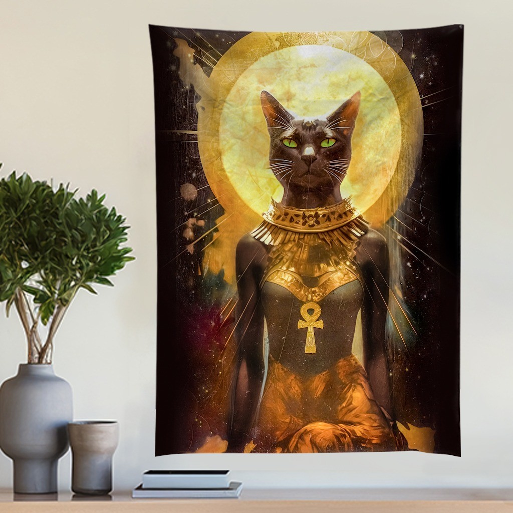 Panô Bastet  - Sagrado Feminino - Xamanismo - Deusa Egito - Gato Preto