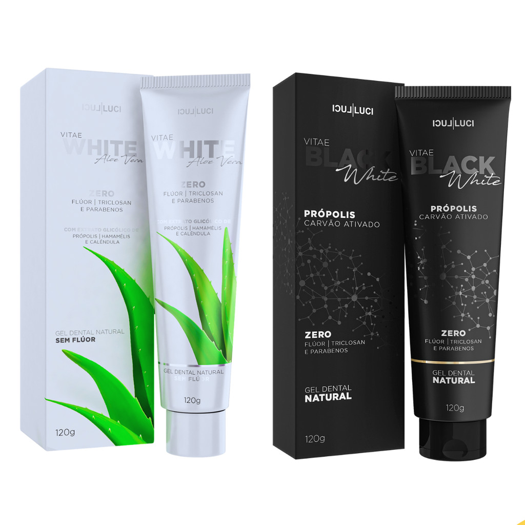 Kit Gel Dental Aloe Vera Gel Dental Black Carvão Luci Luci em Oferta na Shopee