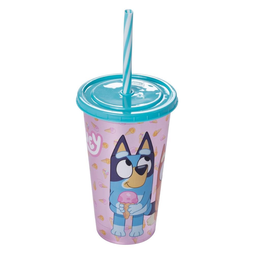 Copo Bluey com Canudo 500 ml Sortido 1 Peça Plasútil em Oferta na Shopee