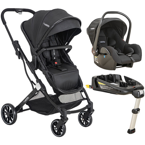Carrinho de Bebê Zig Zag Com Bebê Conforto Casulo Click E Base Isofix Preto - Kiddo