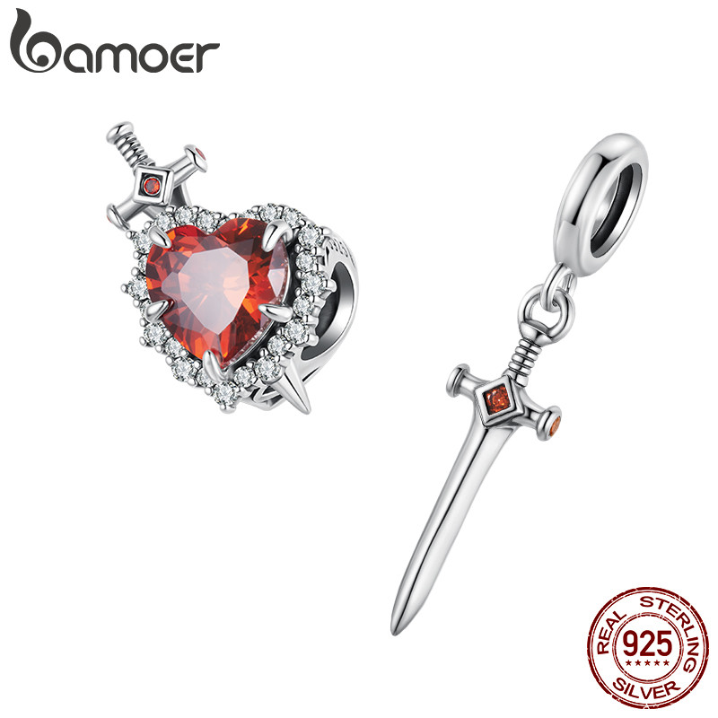 Bamoer 925 Prata Esterlina Pingente Coração Espada Herói Série Acessório Pulseira Moda Jóias Presente Feminino em Oferta na Shopee