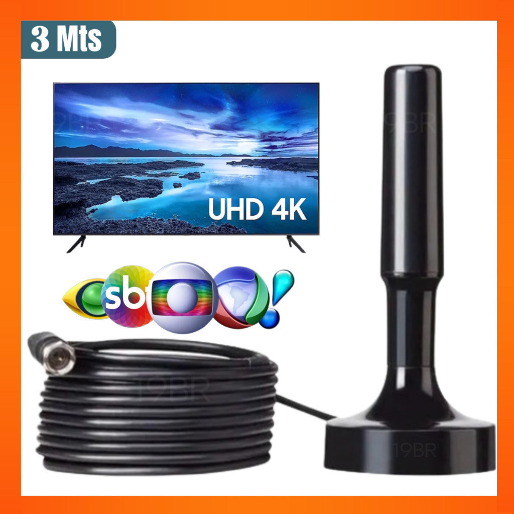 Antena 3 Metro Digital Interna Externa Full Hdtv 4K Cabo Grande antena digital para tv e conversor digital tv