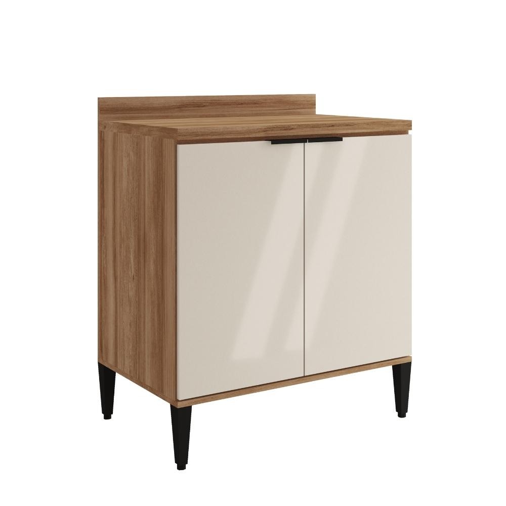 Balcão de Cozinha Miami 800mm 2 Portas Com Tampo Carraro Freijó com Off White em Oferta na Shopee