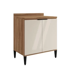 Balcão de Cozinha Miami 800mm 2 Portas Com Tampo Carraro Freijó com Off White