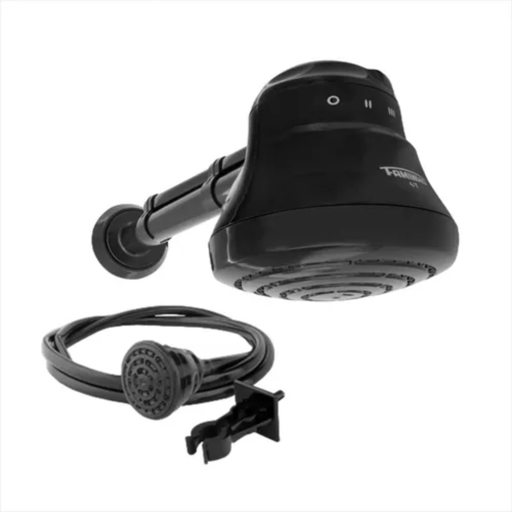 Ducha Faminho 4T Elétrica Preto 127V 220v 7800w Cano 30CM