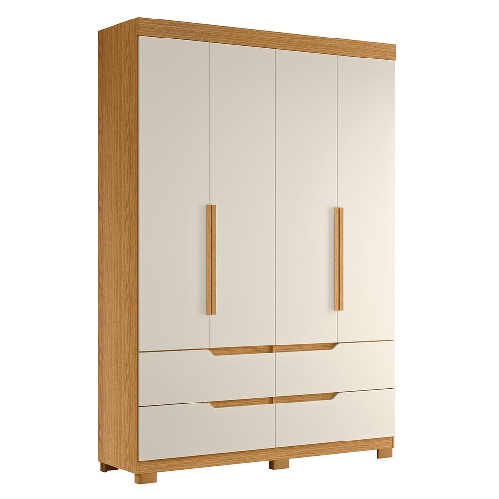 Guarda Roupa Solteiro 160cm 4 Portas Doble Cinamomo/Off - Albatroz