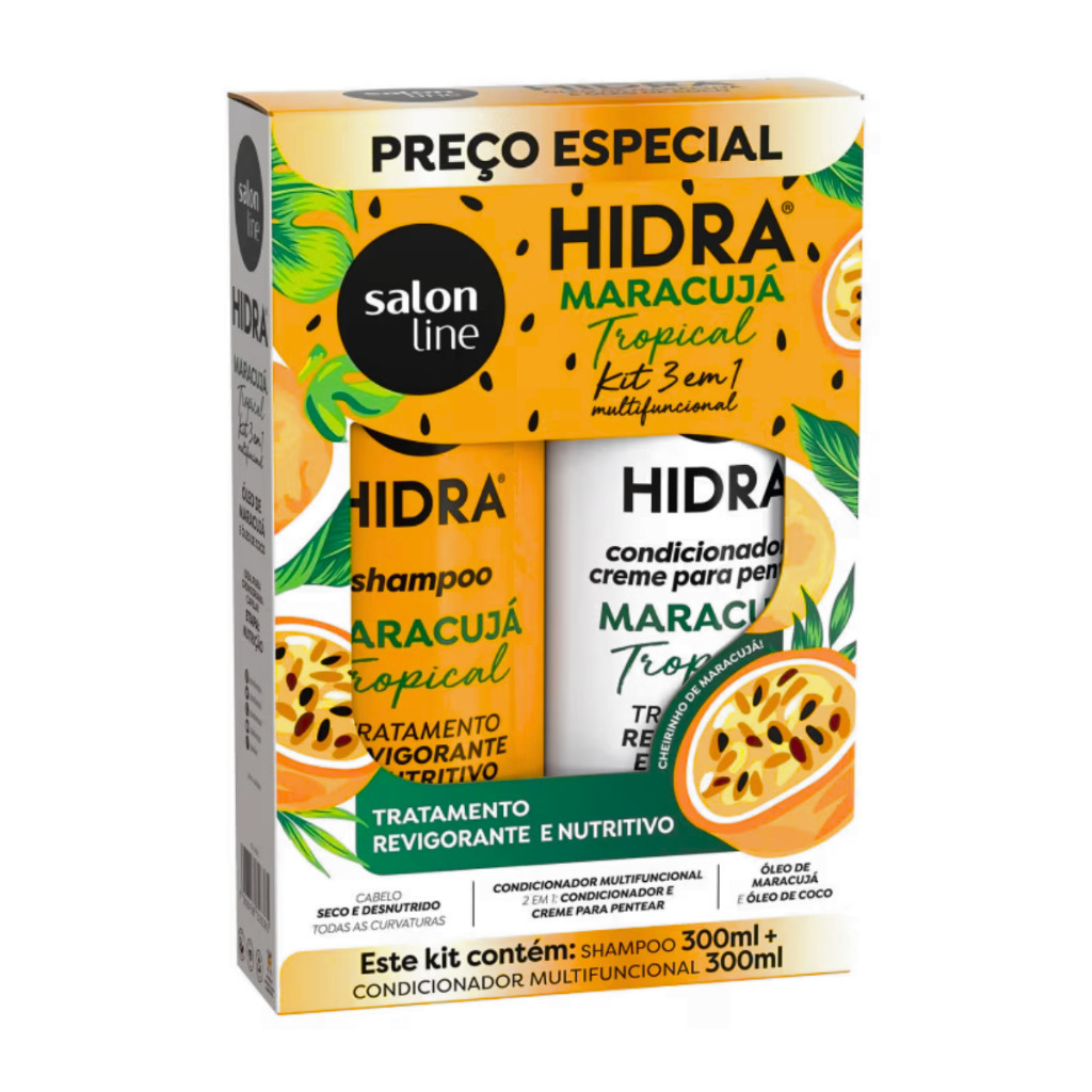 Kit Shampoo e Condicionador Hidra Maracujá Tropical 300ml Salon Line