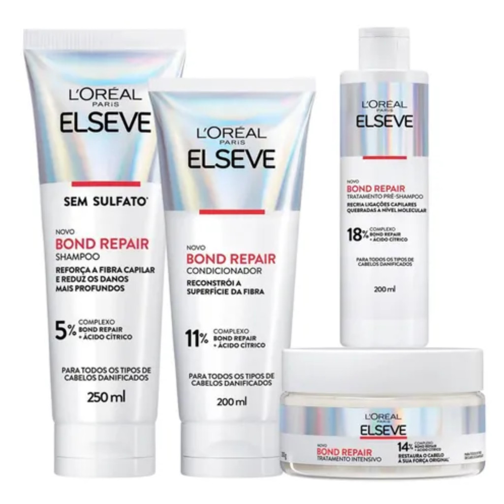 Kit L’Oréal Paris Bond Repair Hidratação e Reconstrução capilar - Cabelos Danificados e Quebradiços em Oferta na Shopee