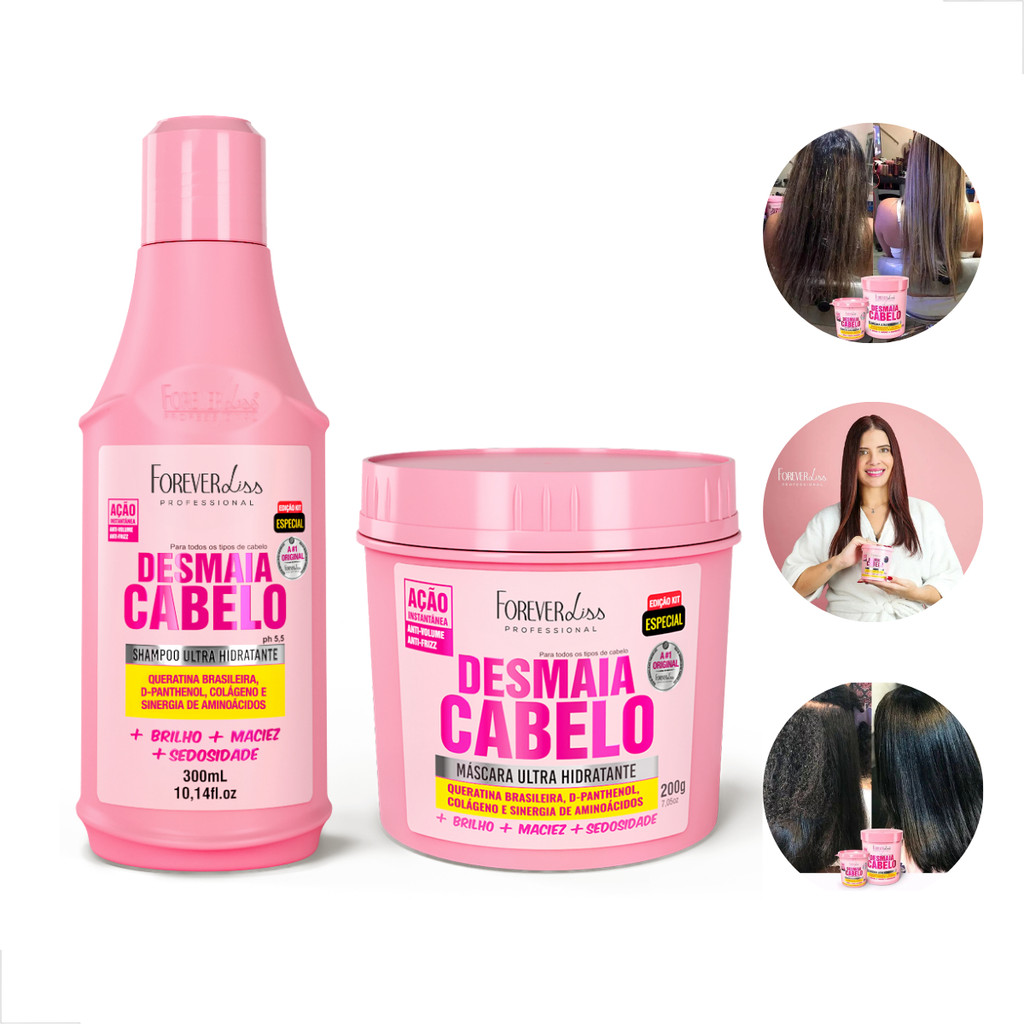 Kit Desmaia Cabelo Forever Liss Shampoo E Máscara 300ml+200g