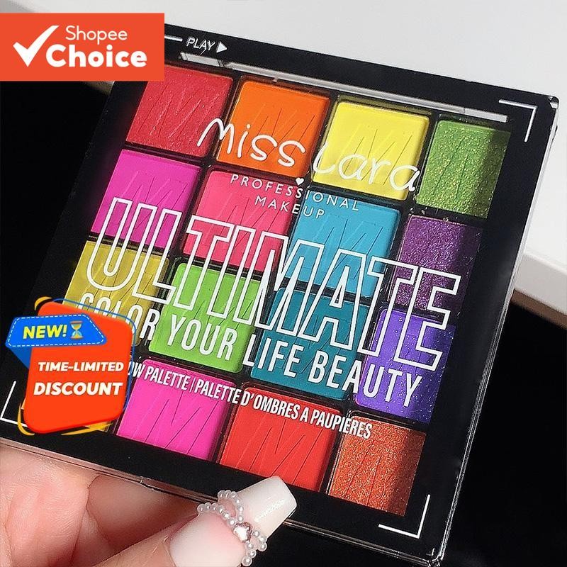 Paleta De Sombras Misslara Bright De 16 Cores , Brilho Pérola E Fosco , De Longa Duração , Maquiagem De Palco