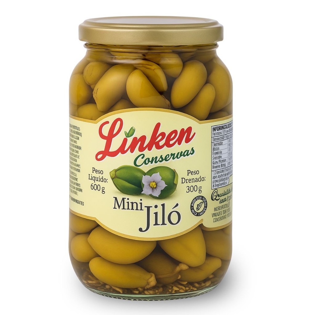 Mini Jiló Em Conserva Vidro Sem Conservantes Natural Com 600g