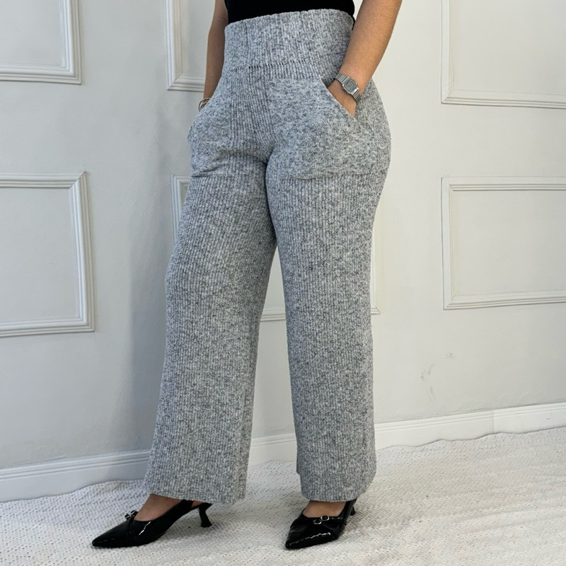 Calça Tricot Pantalona Wide leg