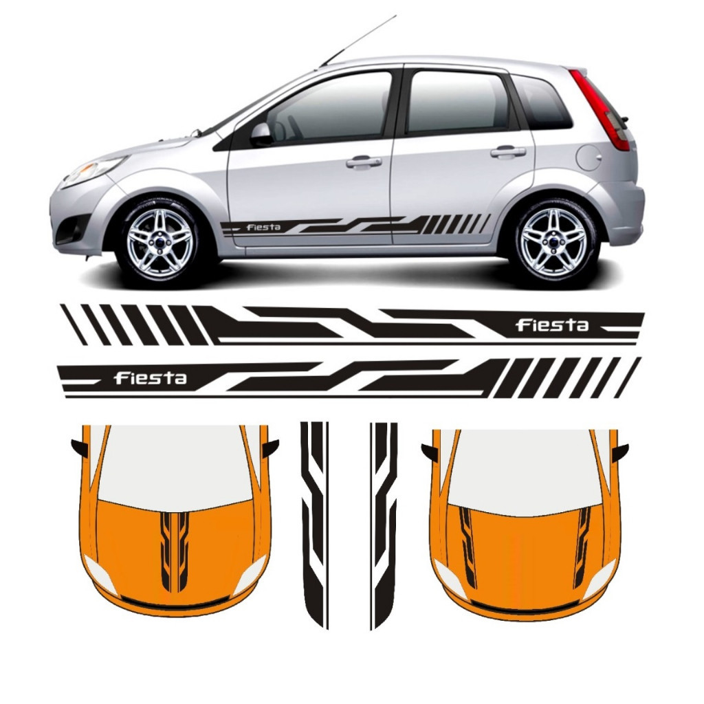 Adesivo Lateral Para Ford Fiesta Rocam Faixa Fa1 E C1 Capô Tuning Esportivo