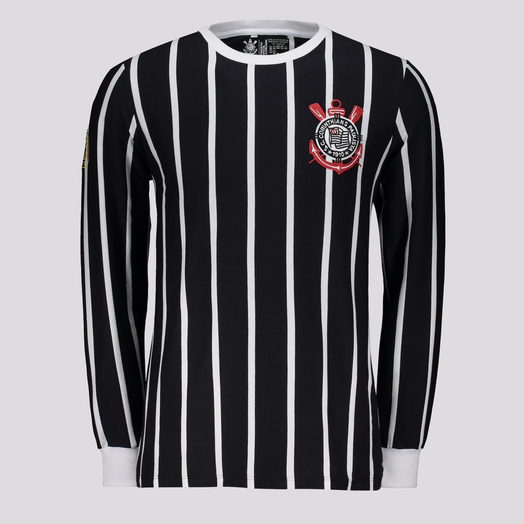 Camisa Manga Longa Corinthians Retrô Democracia Preta em Oferta na Shopee