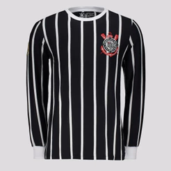 Camisa Manga Longa Corinthians Retrô Democracia Preta