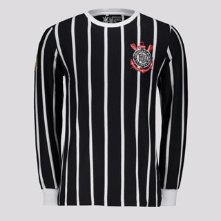 Camisa Manga Longa Corinthians Retrô Democracia Preta em Oferta na Shopee
