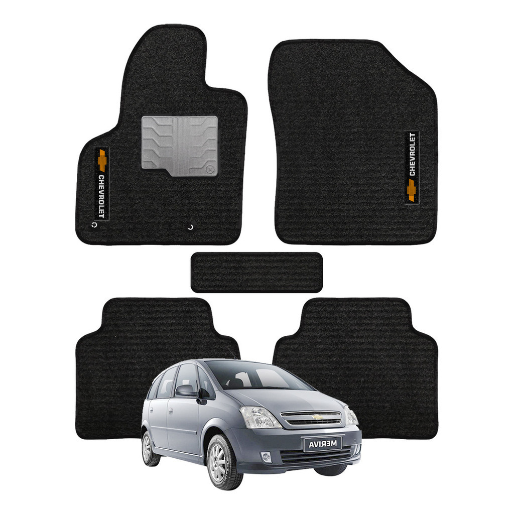 Kit de tapetes 5 peças específico Meriva 2002 ... 2012 Carpete Preto