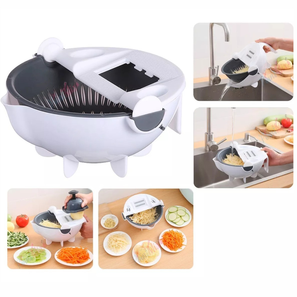 Ralador Escorredor Legumes Fatiador De Alimentos Descascador 9 Peças Multifuncional em Oferta na Shopee