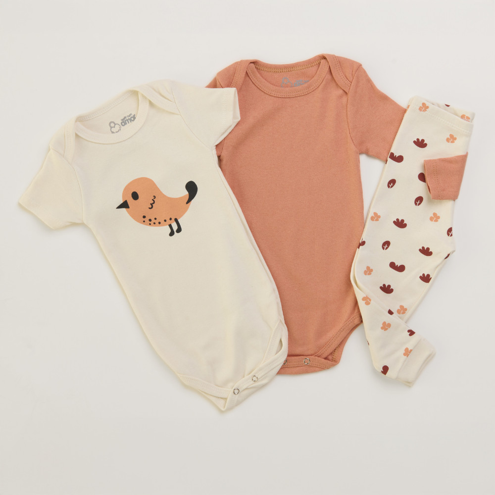 Kit Body Mijão Bebê Feminino Suedine Algodão Passarinho