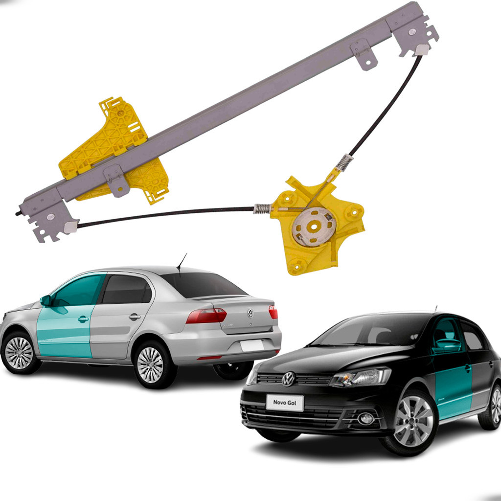Sistema Elétrico de Elevação do Vidro VW Gol Voyage Encaixe 32 Estrias Estrutura Reforçada Não Acompanha Motor