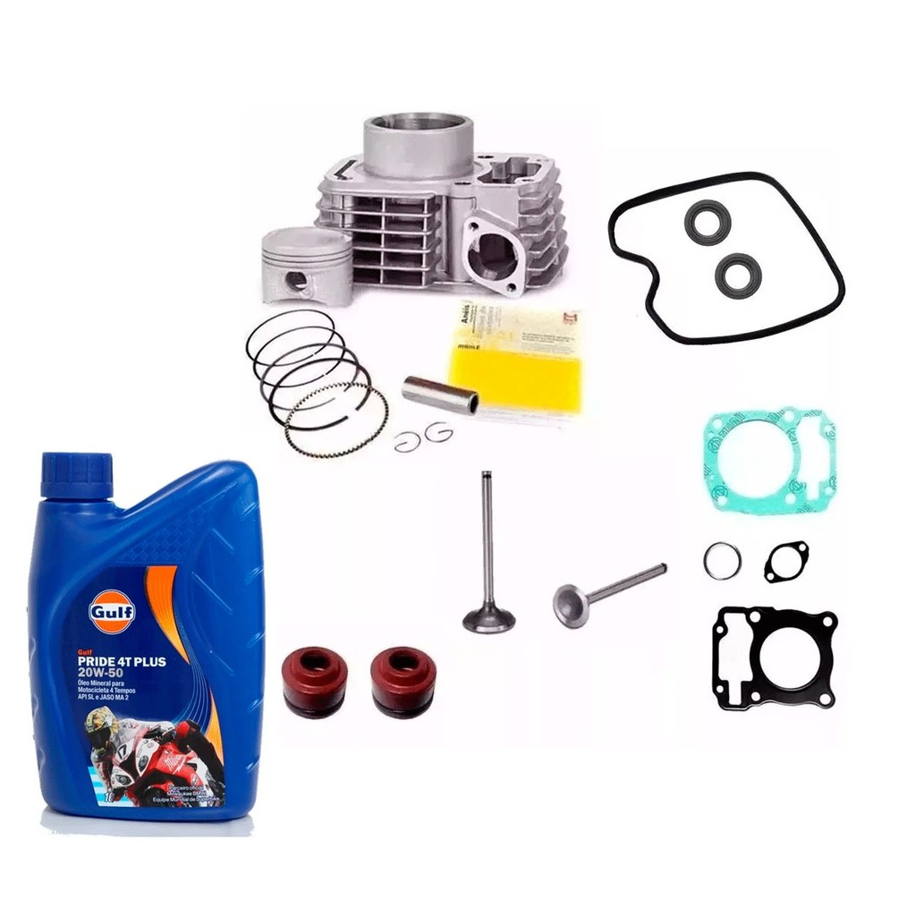 Cilindro Motor Retentores Valvulas Guarnição Titan/fan 150 COM OLEO MOBIL OU GULF