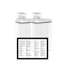 Kit 2 dispenser Sabão em pó e amaciantes + 1 cartela de etiquetas lavanderia - Branco