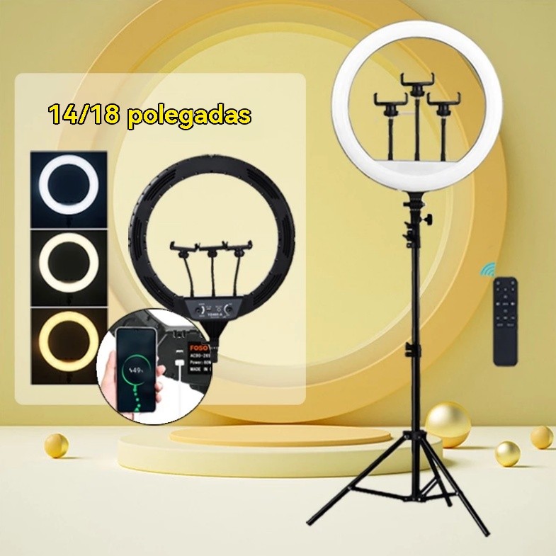 Luz de preenchimento de anel de 14-18 polegadas adequada para telefones celulares com câmera e vídeo ao vivo de maquiage