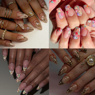 3D unha postiça realista amendoada Com Cola unhas postiças decoradas nails press on em Oferta na Shopee