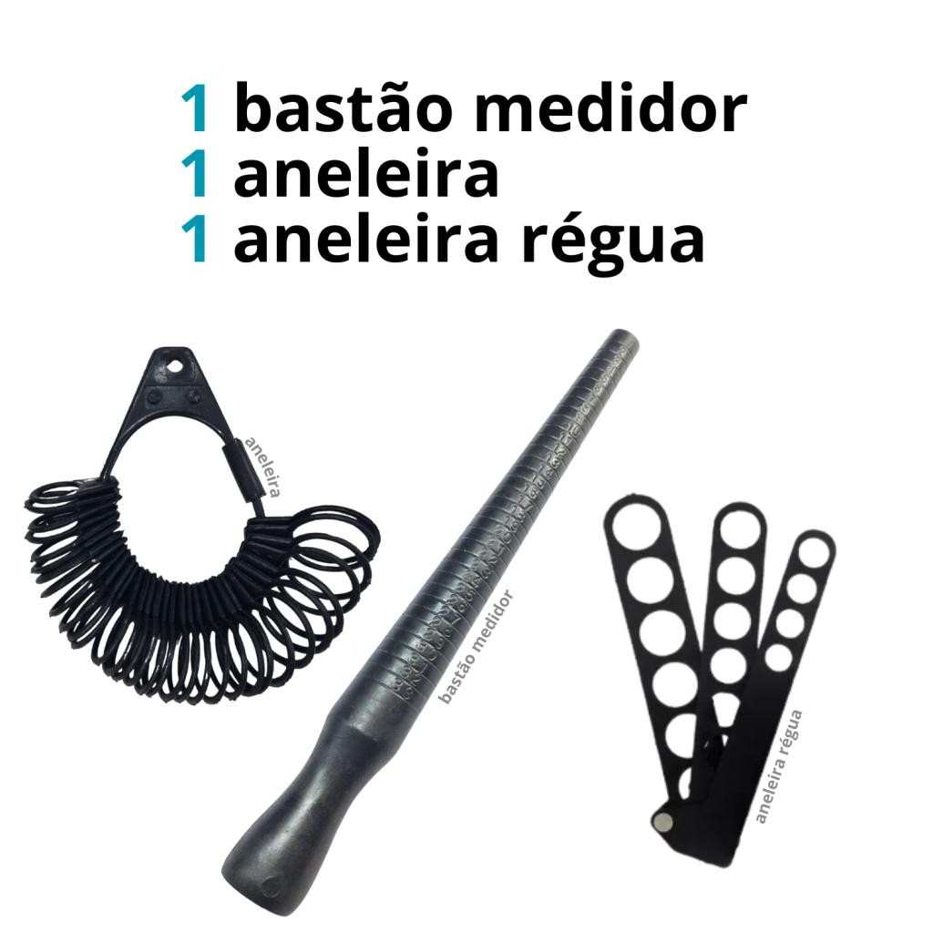 Kit medidores dedos e anéis com aneleira + régua medidora + pau de medida em Oferta na Shopee
