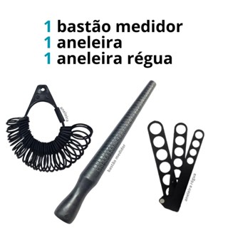 Kit medidores dedos e anéis com aneleira + régua medidora + pau de medida em Oferta na Shopee