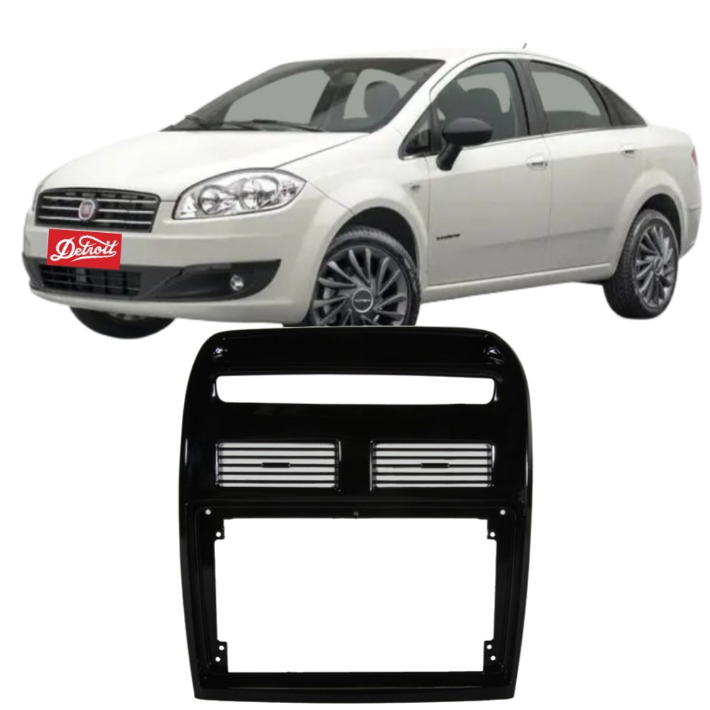 Moldura Painel Fiat Linea 2008 a 2014 Ludovico 7.300B 9 Polegadas 2DIN Black Piano