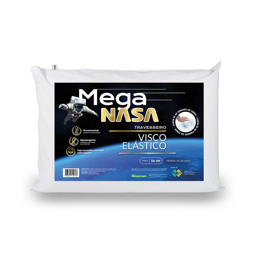 Travesseiro Nasa Viscoelástico 48x68cm Antiácaros Hipoalergênico Suporte Conforto Algodão Nap em Oferta na Shopee