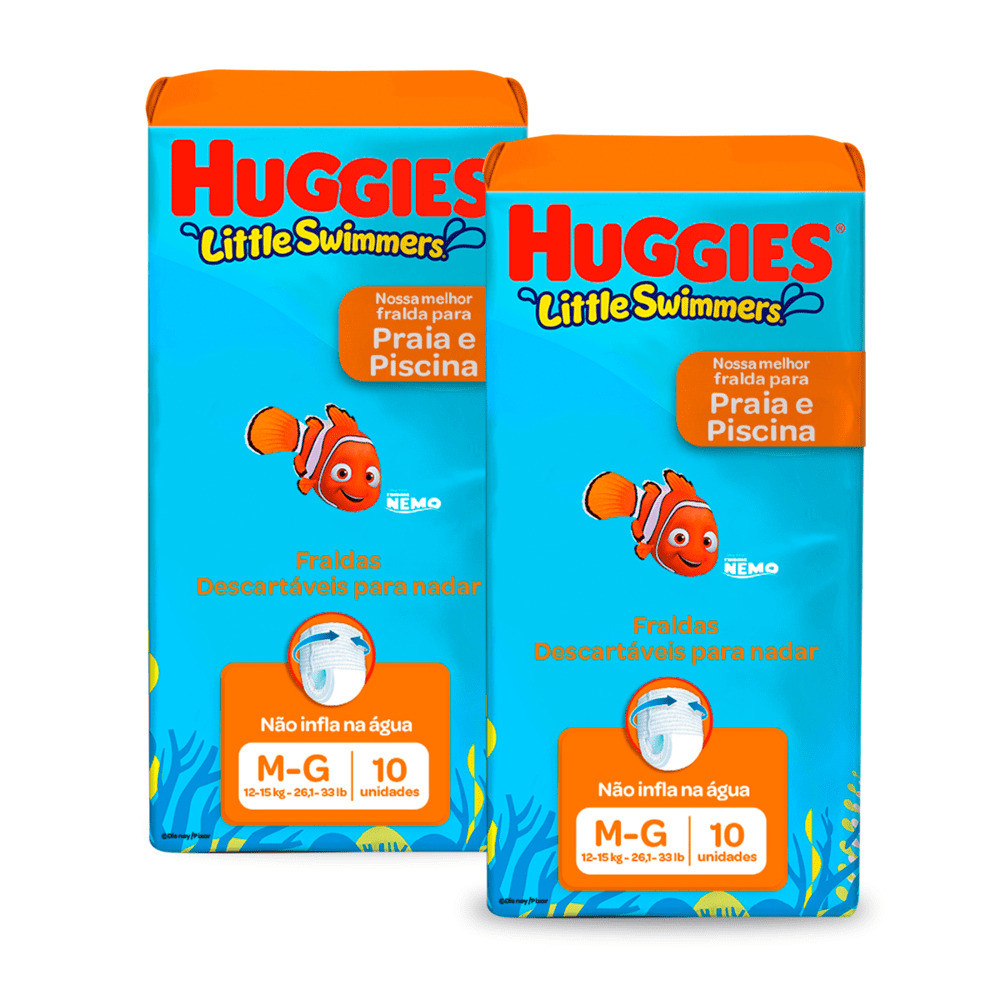 Kit 2 - Fralda Huggies Little Swimmers M/G 10 Un - Mom & Baby