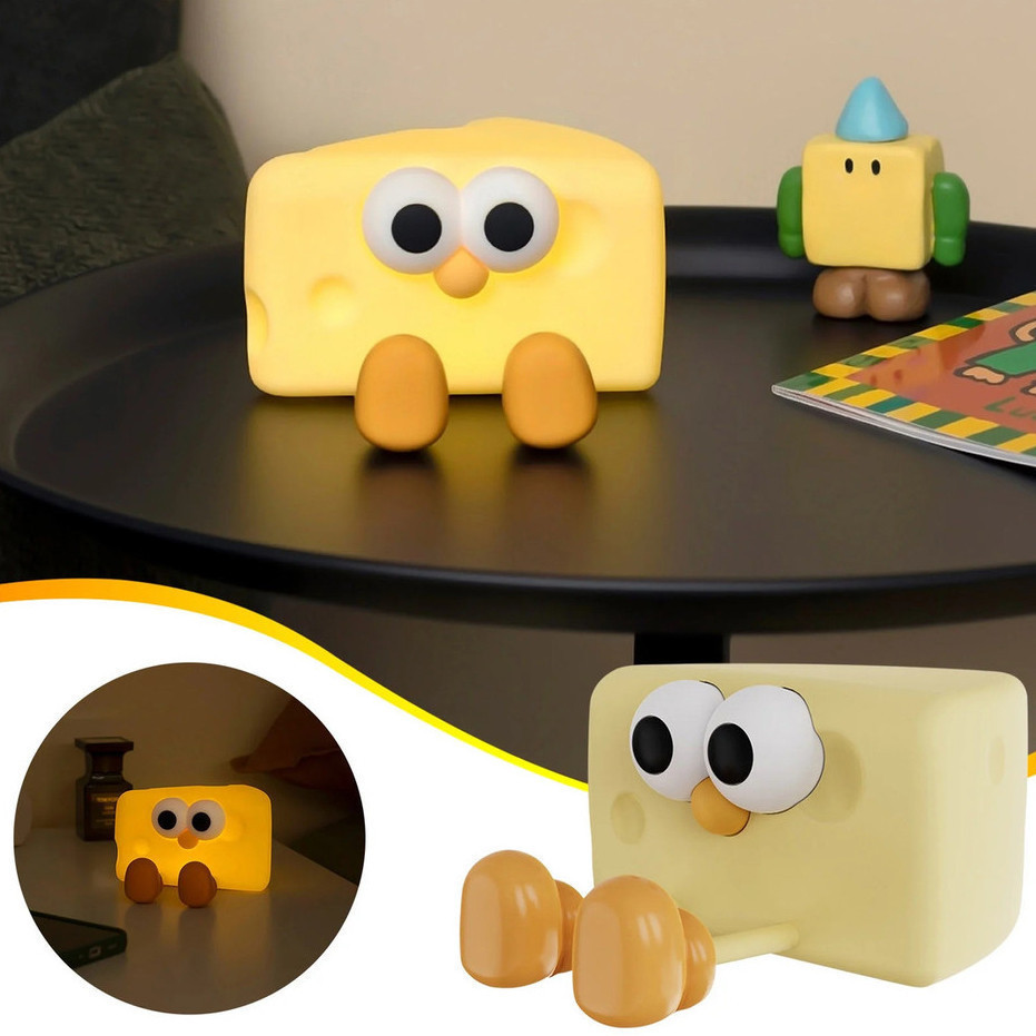 Luminária Mesa Abajur Silicone Recarregável Usb Queijo Toca Toca Luz Noturna Sono Para Quarto