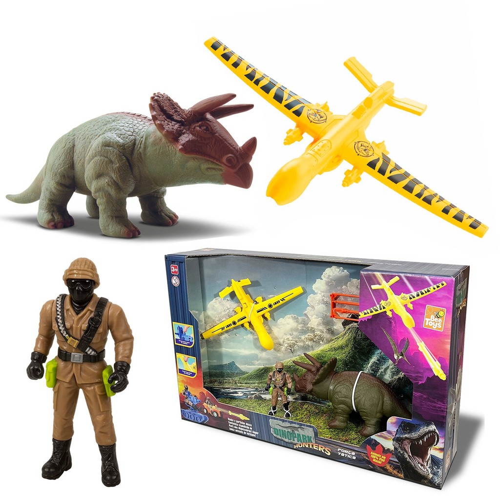 Brinquedo Dinossauro Com Avião E Soldado Playset Dinopark Hunters Para Aventuras Jurassic

 - Bee Toys