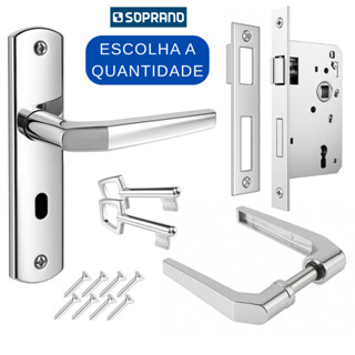 Fechadura Completa Residencial Interna Porta de Madeira Quarto Soprano Popline Cromada Caixa 40mm em Oferta na Shopee