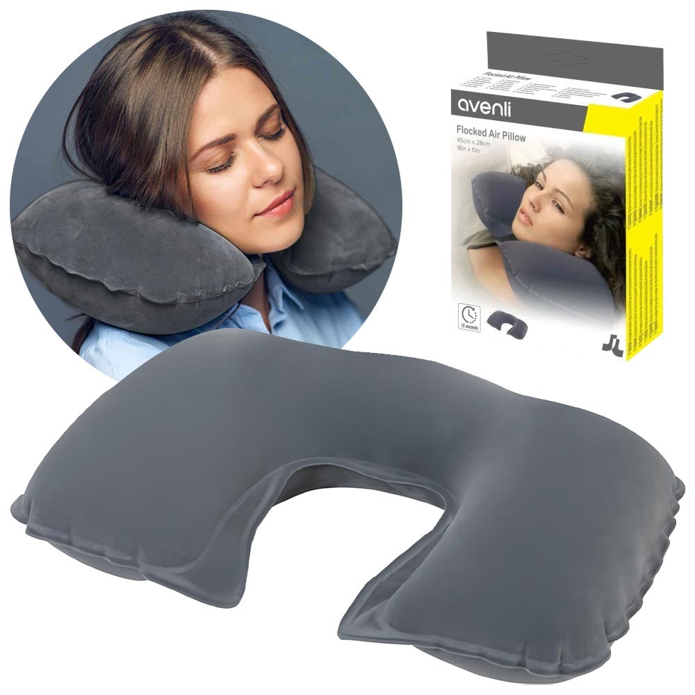 Travesseiro Inflável de Viagem Confortável Vinil Aveludado Avenli em Oferta na Shopee